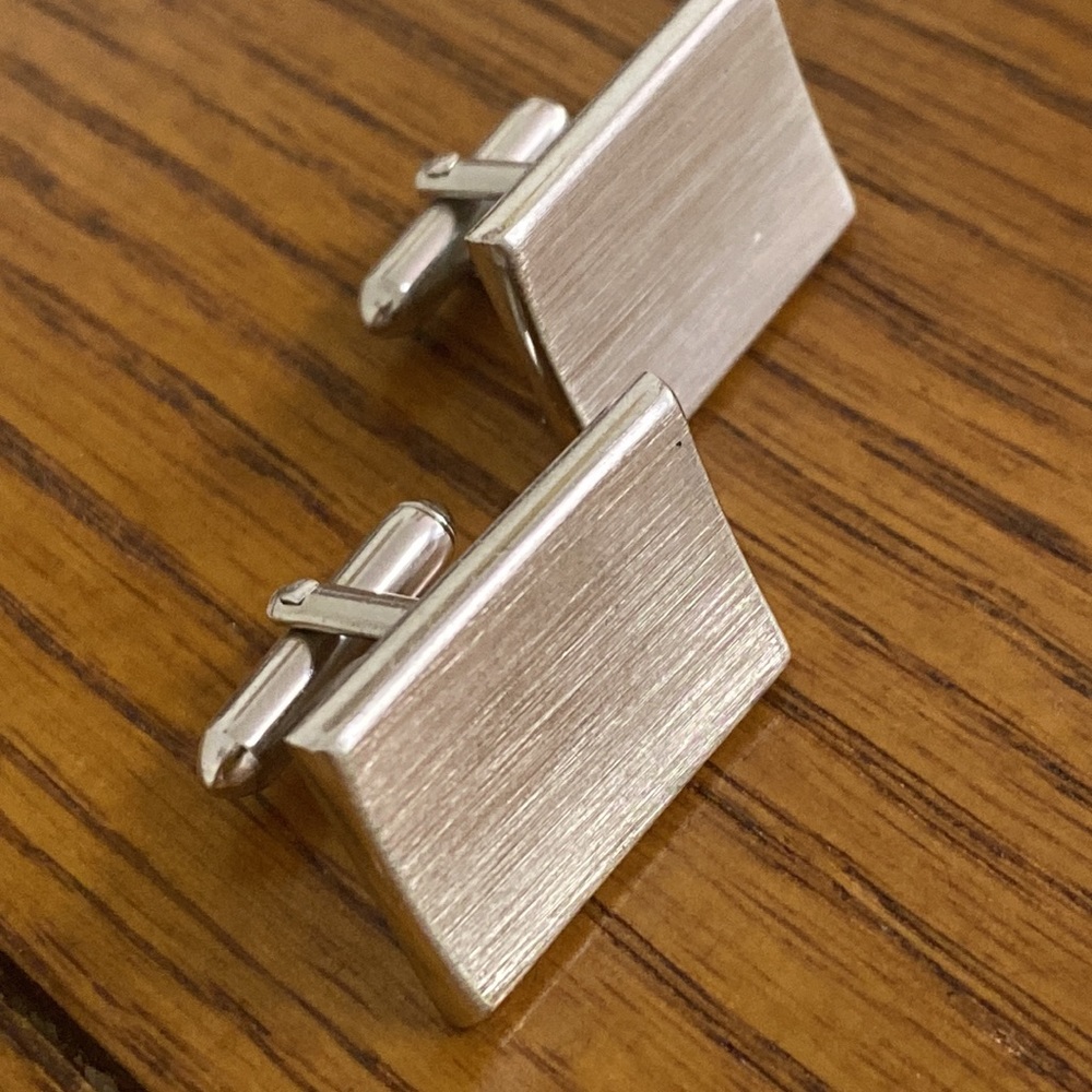 Silver Blank Vintage Rectangle cuff links - Picture 4 of 4